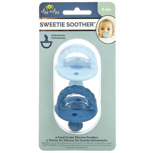 itzy ritzy, Sweetie Soother, Food Grade Silicone Pacifiers, 0-6 Months, Sky & Surf Braids, 2 Pacifie on Productcaster.