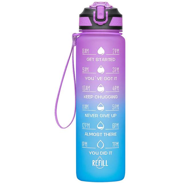 32/24 Oz Water Bottles With Straw & Time Marker, Bpa Free Tritan, Leakproof Water Jug For Fitness Purple blue on Productcaster.