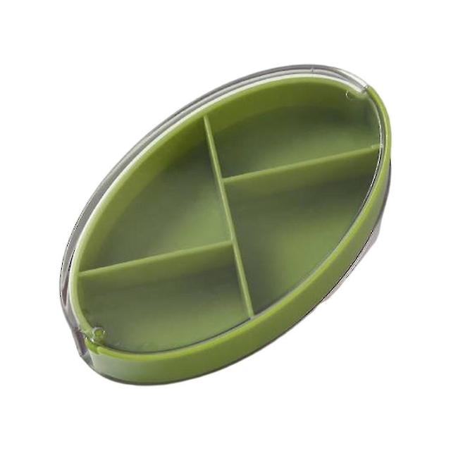 Shdd Pill Box Portable Rotatable 4 Lattices Tablet Sealed Dispenser Sugar Green on Productcaster.