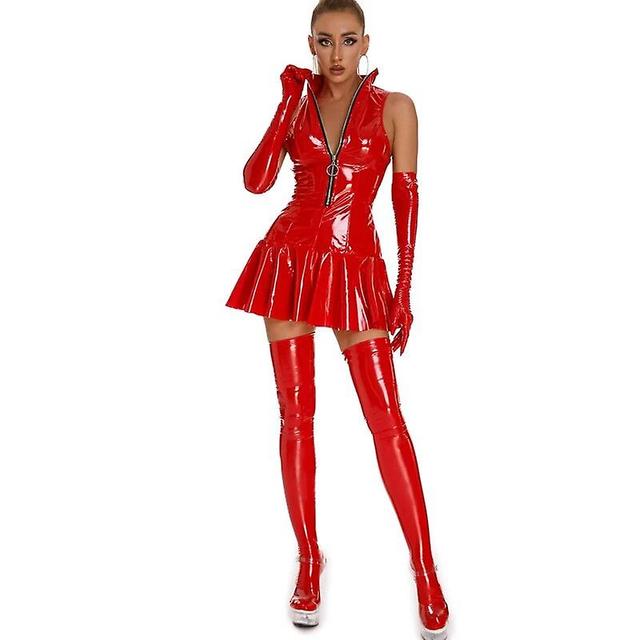 Aionyaaa Mini Jupe En Cuir Pu Pour Femme, Costume De Batterie, Robe De Paupires De Fte De Carnaval D'halloween, Costume De Cosplay Wetlook, Grande ... on Productcaster.