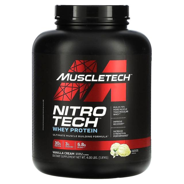 MuscleTech, Nitro Tech, Białko serwatkowe, Krem waniliowy, 4 funty (1,81 kg) on Productcaster.