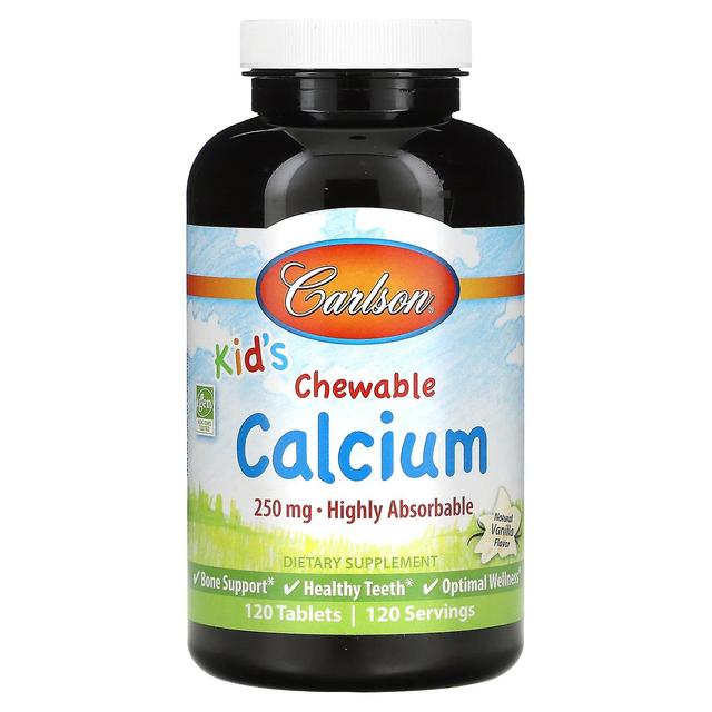 Carlson, Kid's, Chewable Calcium, Natural Vanilla, 250 mg, 120 Tablets on Productcaster.