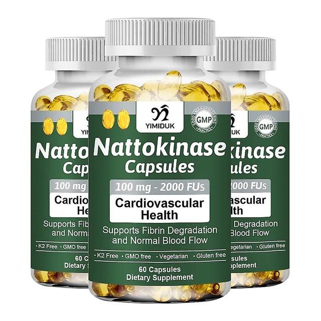 Sofirn Nattokinase Capsules Supports Fibrin Degradationand Heart Health & Circulatory & Normal Blood Flow 3 Bottles 60PCS on Productcaster.