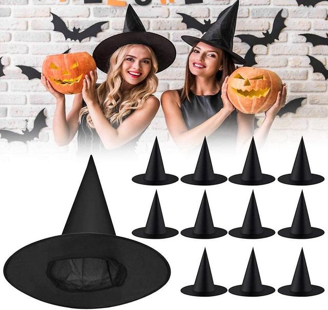 Brand New Bn-12 Pcs Chapeau De Sorciere Halloween Chapeau Sorciere Enfant En Tissu Oxford Chapeau Pointu De Magicien 34 De Hauteur Chapeaux De Sorc... on Productcaster.