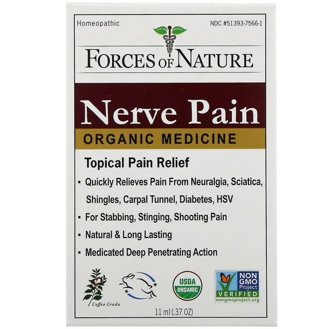 Forces Of Nature Forças da Natureza, Dor Nervosa, Medicina Orgânica, 0,37 oz (11 ml) on Productcaster.