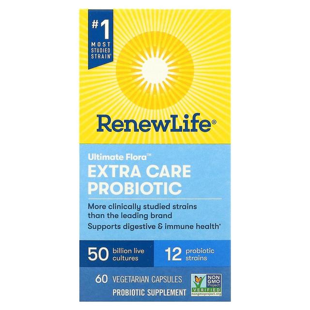 Renew Life, Ultimate Flora, Extra Care Probiotic, 50 Billion Live Cultures, 60 Vegetarian Capsules on Productcaster.