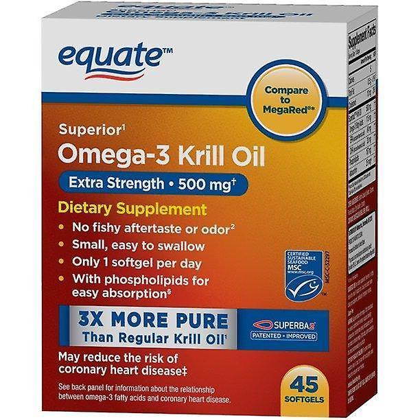 Equate omega-3 krill oil 500 mg, 45 ct, extra strength softgels on Productcaster.