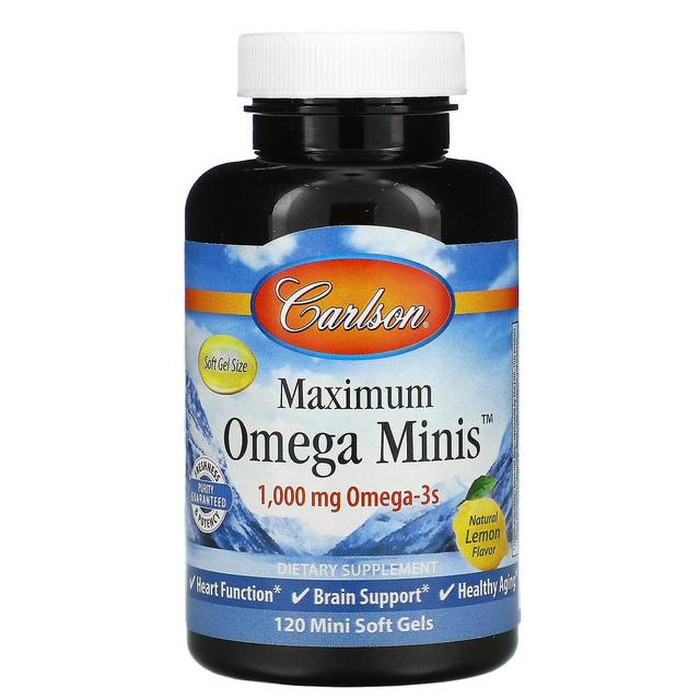 Carlson, Maksimal Omega Minis, Naturlig citron smag, 500 mg, 120 Mini Softgels on Productcaster.