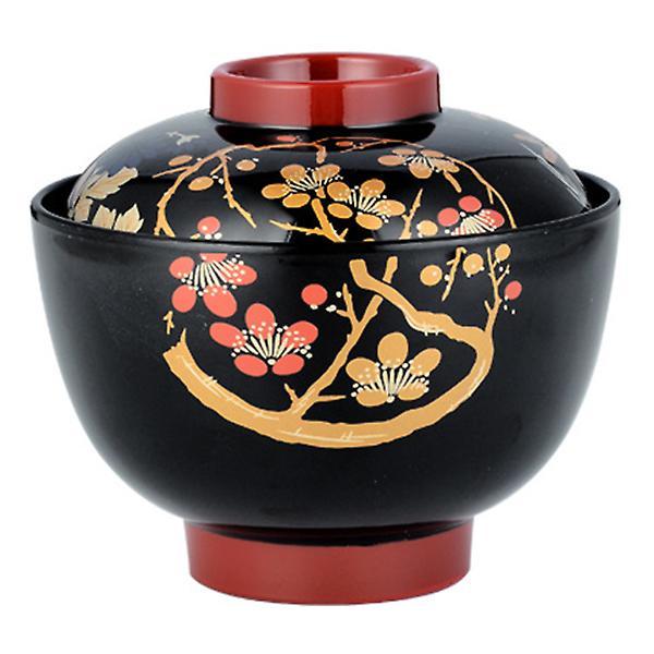 Japanese Miso Soup Bowl With Lid Household Soup Bowl Food Storage Holder For Home Black 10.5X9.5CM on Productcaster.