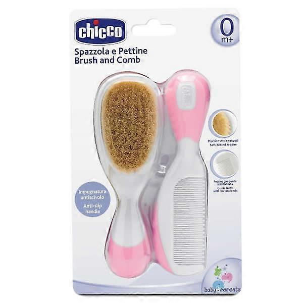 Chicco brush and comb natural hair rose 0m+ on Productcaster.