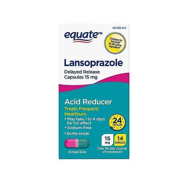 Equate lansoprazole delayed release capsules, 15 mg, treats frequent heartburn,14 ct on Productcaster.