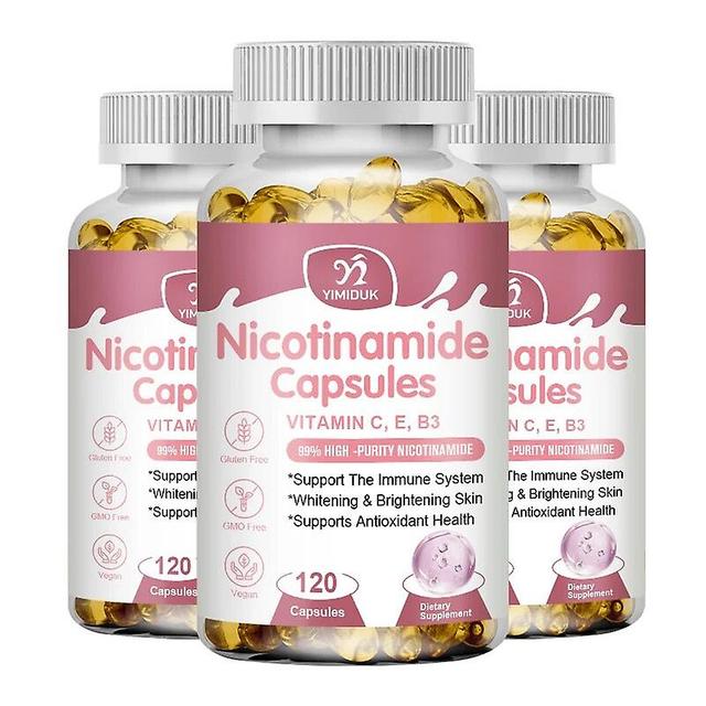 Visgaler Nicotinamide Whitening Vb3 Capsules Antioxidant Brightens Skin Tone & Repairs Skin Complex Vitamin C & E Supplement Diet 3 Bottles 120 pcs on Productcaster.