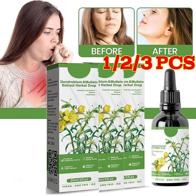 1-3x Dendrobium & Mullein Extract Powerful Lung Respiratory Cleanse Herbal Drops BF 3 pcs on Productcaster.