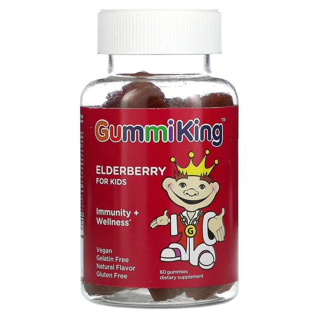 GummiKing, Elderberry for Kids, Immunity + Wellness, Raspberry, 60 Gummies on Productcaster.