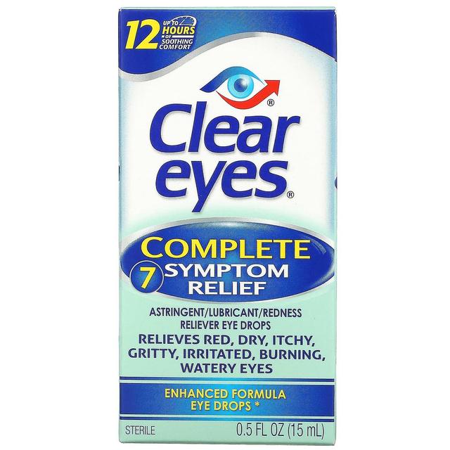 Clear Eyes, Complete 7 Symptom Relief, Astringent/Lubricant/Redness Reliever Eye Drops, 0.5 fl oz (1 on Productcaster.