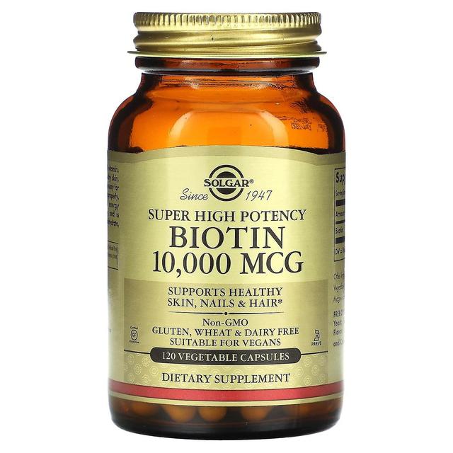 Solgar, erittäin tehokas biotiini, 10,000 mcg, 120 kasvikapselia on Productcaster.