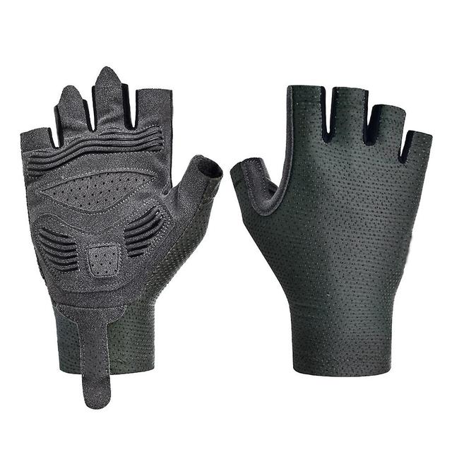 Half Finger Gloves For Road Bike Anti-slip Breathable Gloves For Hiking Fishing Green XL on Productcaster.