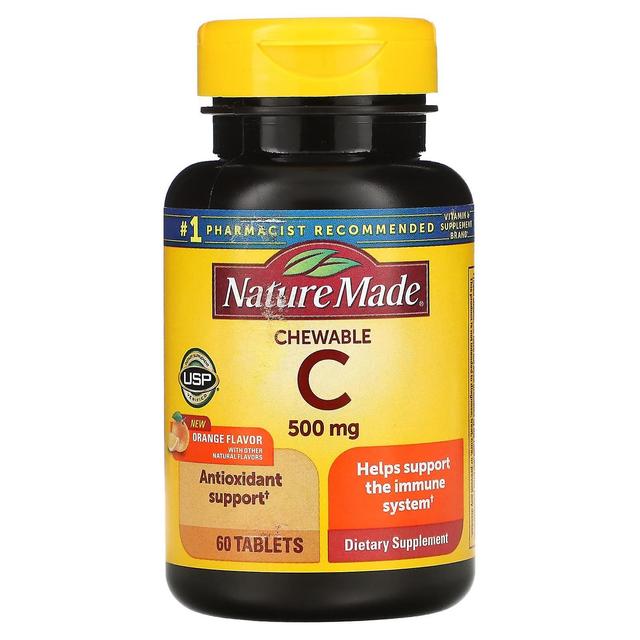 Nature Made, C-vitamiini pureskeltava, appelsiini, 500 mg, 60 tablettia on Productcaster.