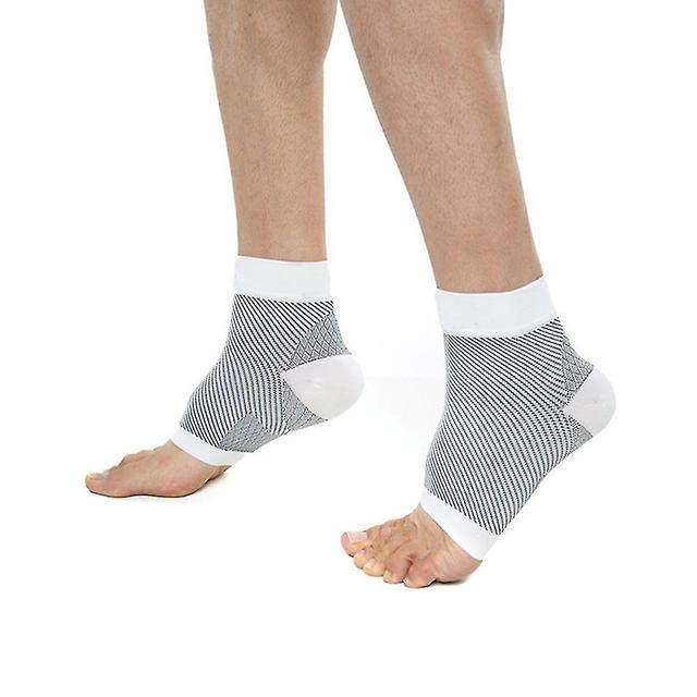 Sport Kompresjon Sokker Høy Elastisk Toeless Foot Sleeves Hudvennlig Ankel Brace Sokker L hvit on Productcaster.