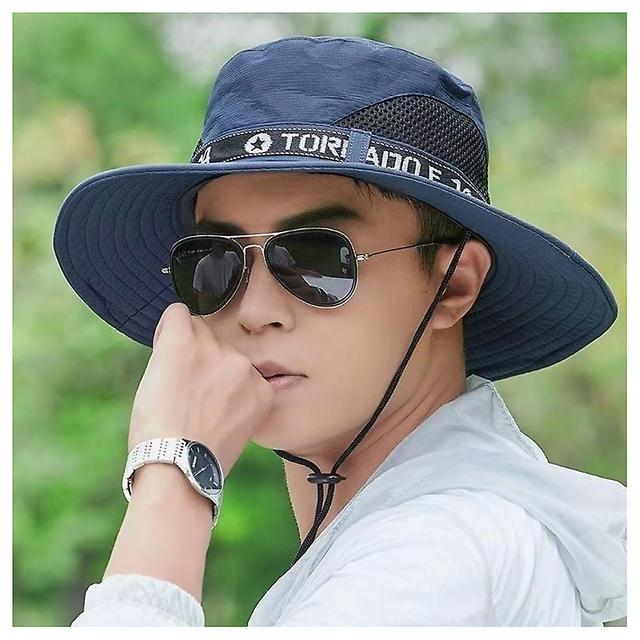 Folding Type Sun Hat Summer Breathable Sun Hat Lightweight Comfortable Visor Navy Blue on Productcaster.