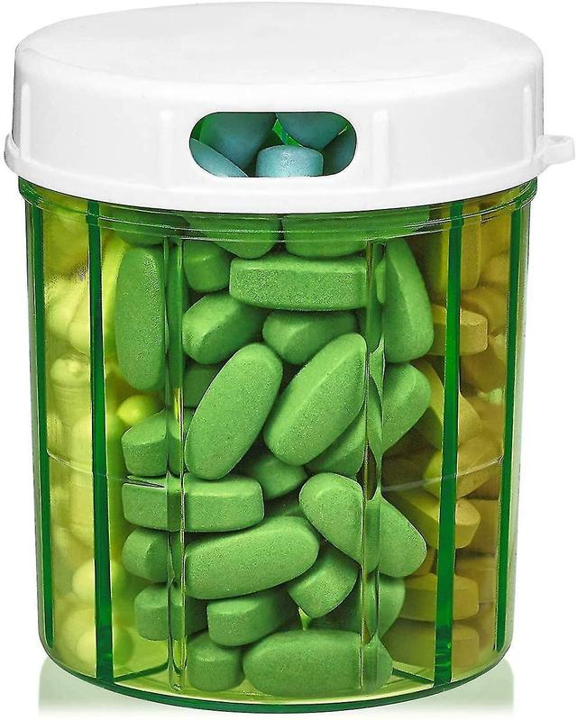 Cdd Dispenser Pill Box With 4 Compartments, Box For Medicines, Vitamins & Supplements, Round Bottle Shap on Productcaster.