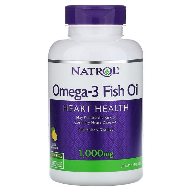 Natrol, Omega-3 Fish Oil, Natural Lemon Flavor, 1,000 mg, 150 Softgels on Productcaster.