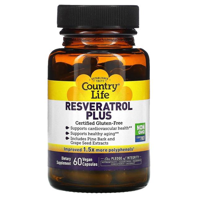 Country Life, Resveratrol Plus, 60 cápsulas veganas on Productcaster.