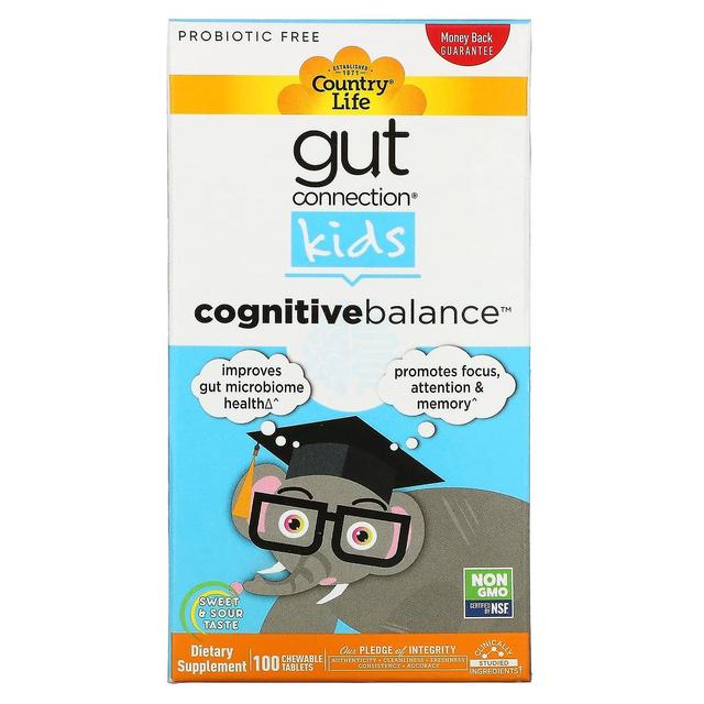 Country Life, Gut Connection Kids, Cognitive Balance, Sweet & Sour, 100 Chewable Tablets on Productcaster.