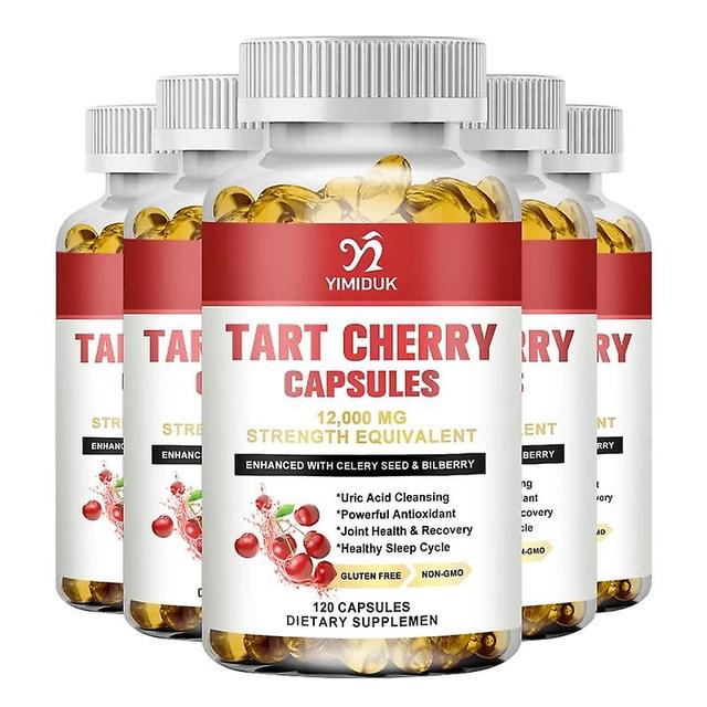 Sofirn Organic Tart Cherry Capsules For Joint Health, Sleep Support&Balanced Inflammation Enhance Physical&Mental Health 5 Bottles 60pcs on Productcaster.