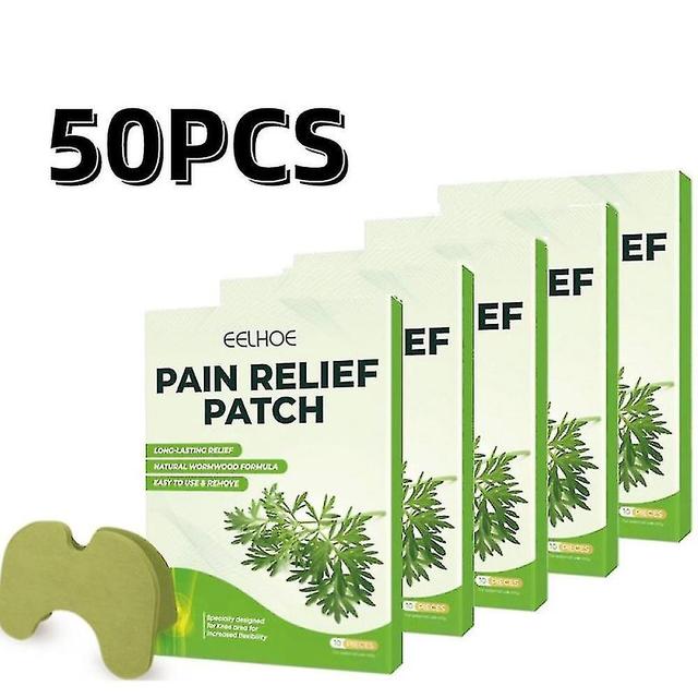 50pcs Knee Patch Wormwood Knee Sticker Plaster Extract Analgesic Cartilage Pain Relieving Patch Self-heating Herbal on Productcaster.