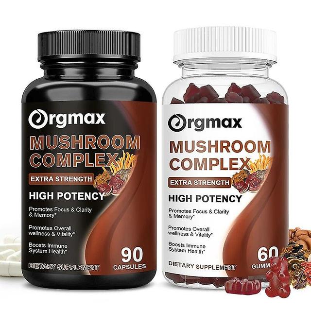 Visgaler Orgmax Mushroom Complex Capsule With Protien Vitamin&mineral For Immune Digestive Cognitive Liver Blood Sugar Health Antioxidant 90 pcs on Productcaster.