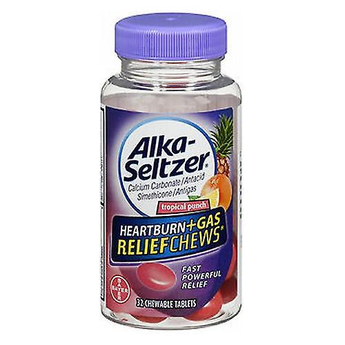 Bayer Alka-Seltzer Acidez Estomacal + Gas Relief Chews Tropical Punch, 28 masticables (paquete de 1) on Productcaster.