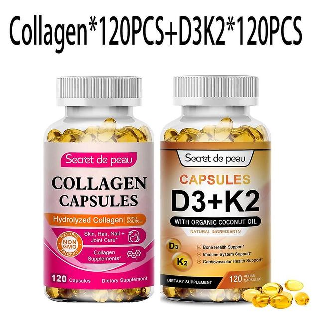 Visgaler Sdp 2bottles 120p Hydrolyzed Collagen Capsules Support Skin&joint&hair&nails Health Fish Oil Supplement D3k2 Capsule For Adult Package 2 on Productcaster.