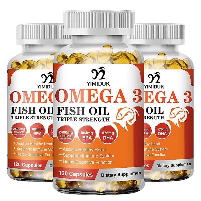 Eccpp Fish Oil 2400mg Soft-gels Omega 3 Supplement With Epa & Dha For Brain Heart Joints Skin And Immune Support 3 Bottles 60 pcs on Productcaster.