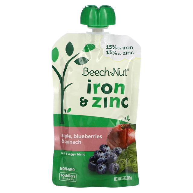 Beech-Nut, Fruit & Veggie Blend, Iron & Zinc, 12+ Months, Apple, Blueberries & Spinach, 3.5 oz (99 g on Productcaster.