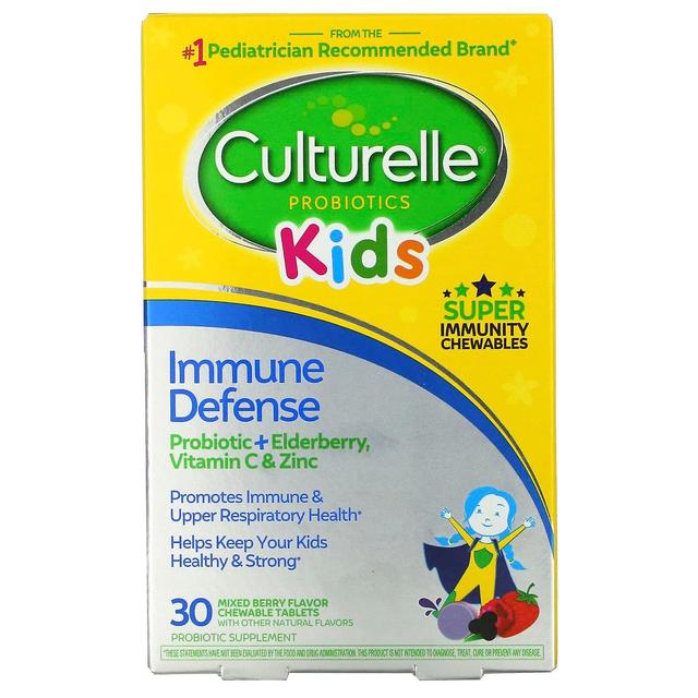 Culturelle, Kids, Probiotics, Immune Defense, Mixed Berry Flavor, 30 Chewable Tablets on Productcaster.