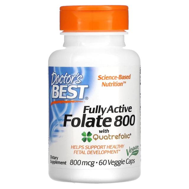 Doctor's Best, Fully Active Folate 800 with Quatrefolic, 800 mcg, 60 Veggie Caps on Productcaster.