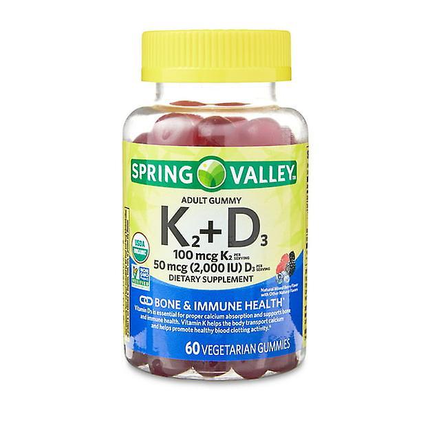 Spring valley k2 + d3 vegetarian gummy supplement for bone and immune health, 60 count on Productcaster.