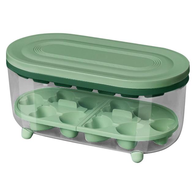 Ice Cubes Tray With Bin And Cover, Large Capacity Food Grade Silicone Mold light green 28 grids on Productcaster.