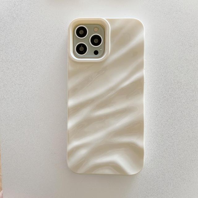 Glossys Waves Pattern Phone Shell Kratzfeste, strapazierfähige Handyhülle für Frauen Männer Beige iPhone12promax on Productcaster.