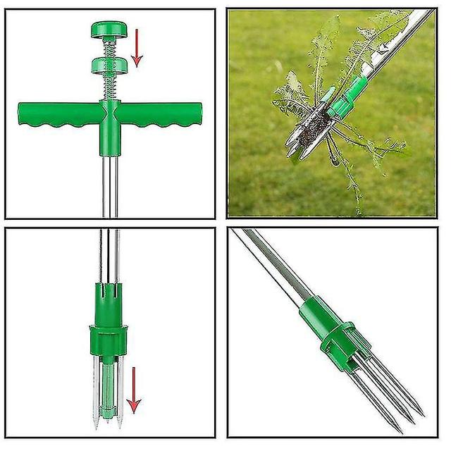 Desmalezadora manual, extractora de diente de león, garras y eyector, elimina las malezas sin doblarse, 100 cm, verde on Productcaster.