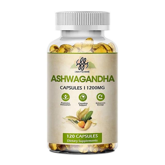 Visgaler Ashwagandha Extract Capsules For Stress Relief, Help Bad Mood, Improve Sleep, Brain Health, Memory, Strength Boosts Immunity 120pcs on Productcaster.