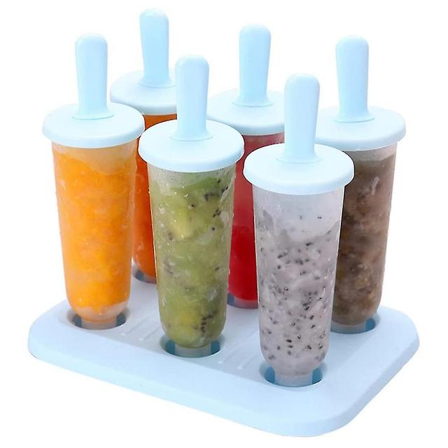 6 Pack Premium Ice Molds Popsicle Silicone, Diy Secure Leakproof Caps Bleu on Productcaster.