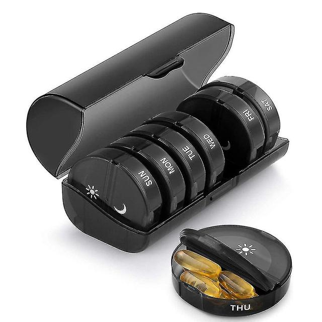 Pill Semainier 7 Days With Room 2 Times A Day Morning/evening, Large Capacity, For Pills/vitamins/fish Oil/dietary Supplements (black) Niuniu on Productcaster.