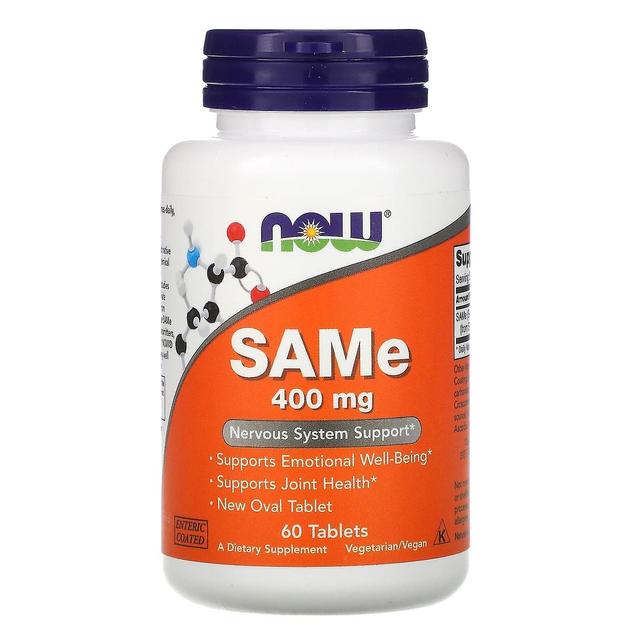 NOW Foods, SAMe (Tosilato de Dissulfato), 400 mg, 60 Comprimidos Revestidos Entéricos on Productcaster.