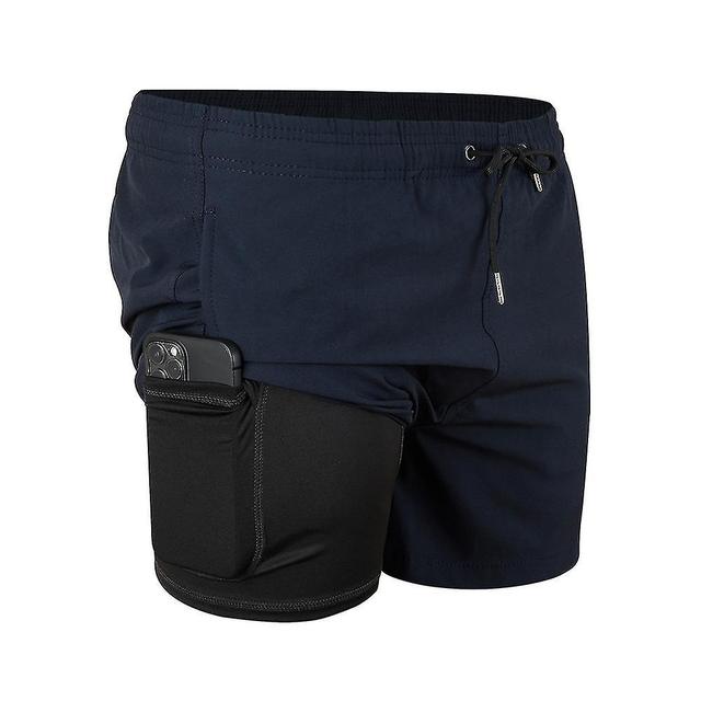 Scacv Double Layer Badebukser Pustende Skin-vennlig Board Shorts For Male Mørk blå L on Productcaster.