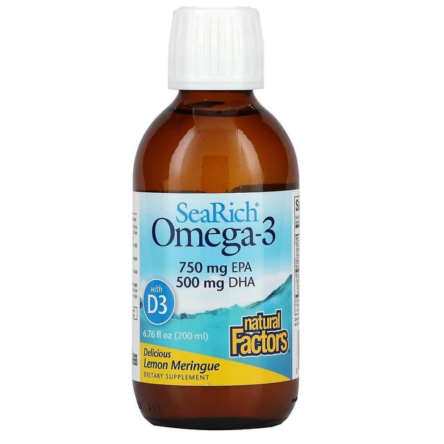 Natural Factors Fattori naturali, Omega-3 ricco di mare con vitamina D3, deliziosa meringa al limone, 6,76 fl oz (200 ml) on Productcaster.