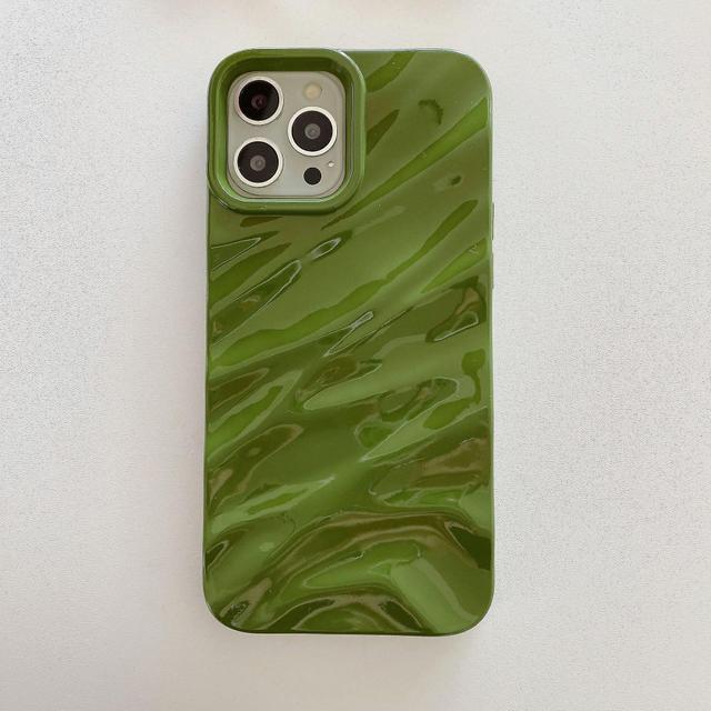 Glossys Waves Pattern Phone Shell Kratzfeste, strapazierfähige Handyhülle für Frauen Männer Grün iPhone13pro on Productcaster.