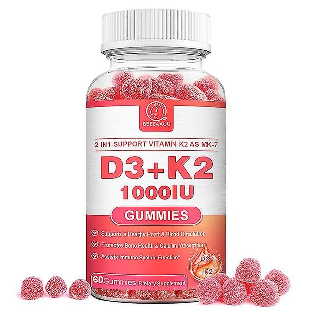 TIB Bbeeaauu Vitamin D3+k2 Gummies Supports Bone, Teeth And Cardiovascular Health Protect Teeth And Joints Calcium Supplement 60PCS on Productcaster.