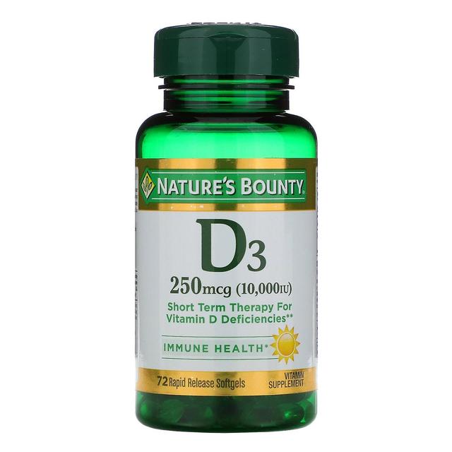 Natures Bounty Nature's Bounty, D3, 250 mcg (10,000 IU), 72 Rapid Release Softgels on Productcaster.